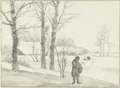 Paysage enneigé avec homme debout - Jacob Ernst Marcus