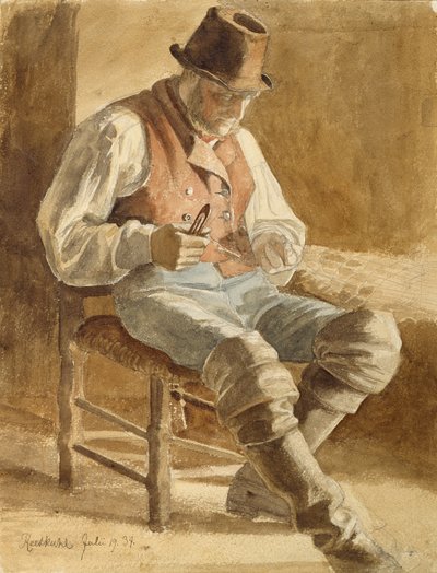 Pêcheur réparant un filet, 1834 - Jacob Gensler