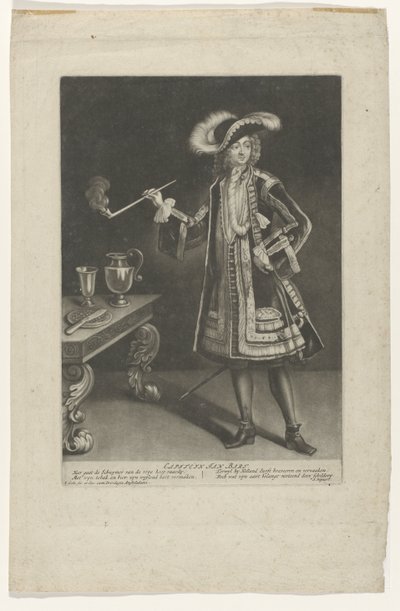 Portrait du capitaine Jan Bart, debout avec une pipe - Jacob Gole