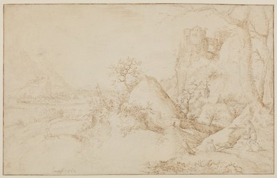 Paysage avec deux paysans et un chien, c.1525-69 - Jacob I Savery