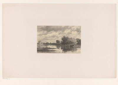 Paysage fluvial avec grange à foin - Jacob Jan van der Maaten
