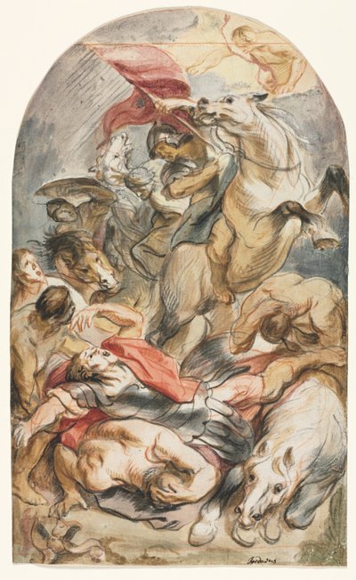 La Conversion de Saul avec cavalier et bannière - Jacob Jordaens