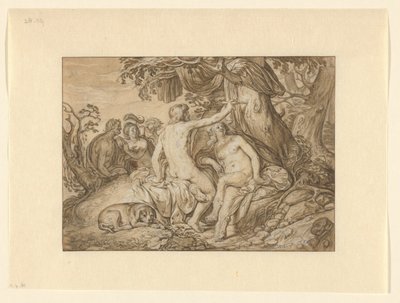 Paris et Œnone ou Angélique et Médor gravant leurs noms dans un arbre - Jacob Lois