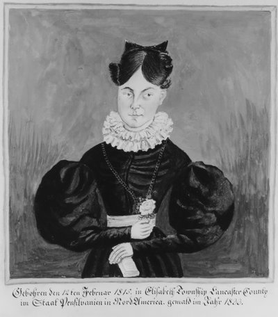 Portrait et registre de naissance de Mahala Wechter, 1833 - Jacob Maentel