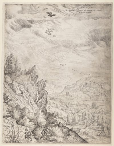 Paysage de Bohême avec couples et chasseurs (planche de droite) - Jacob Matham