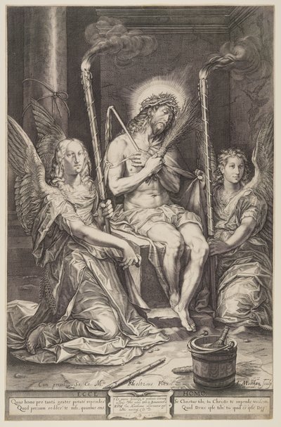 Le Christ sur la pierre froide avec deux anges - Jacob Matham