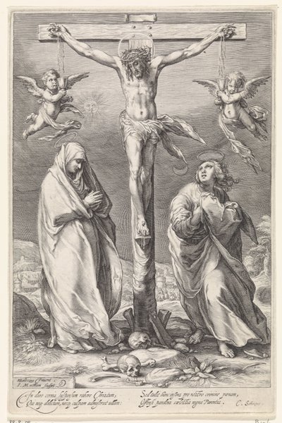 Christ en croix, avec Jean et Marie - Jacob Matham