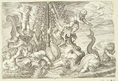 Les marins tyrrhéniens sont transformés en dauphins - Jacob Matham