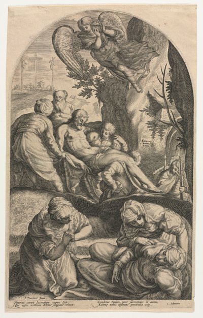 Les disciples du Christ portant son corps au tombeau, 1594 - Jacob Matham