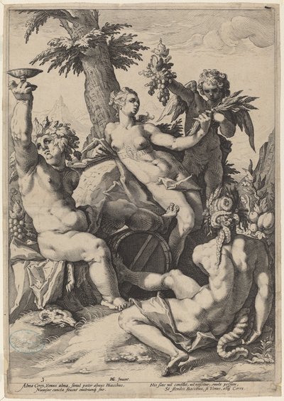 Alliance de Vénus avec Bacchus et Cérès - Jacob Matham, after Hendrick Goltzius