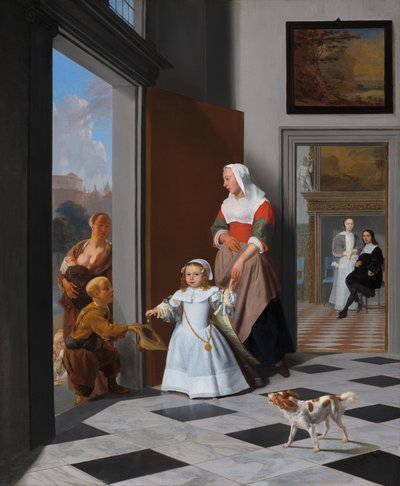 Une nourrice et un enfant dans un foyer élégant, 1663 - Jacob Lucasz Ochtervelt