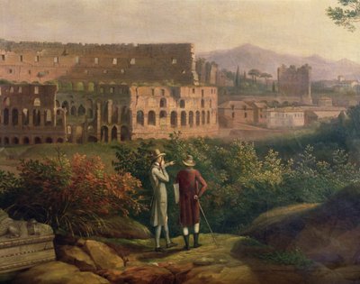 Johann Wolfgang von Goethe (1749-1832) visitant le Colisée à Rome, vers 1790 - Jacob Philippe Hackert