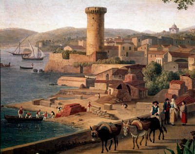 Paysage de Gaeta (Gaète) avec une briqueterie Détail. Peinture de Jacob Philipp Hackert dit Hackert d