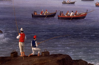 La baie de Naples près de Santa Lucia montrant les flottes navales revenant d