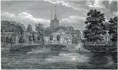 Gravure St Nicholas Church Chiswick par Schnebbelie 1807 - Jacob Schnebbelie