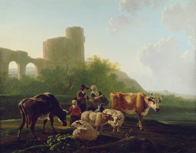 Figures rustiques avec du bétail et des moutons - Jacob Van Stry