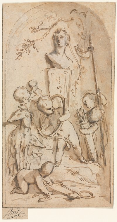 Buste de Diane avec putti et attributs de chasse - Jacob de Wit