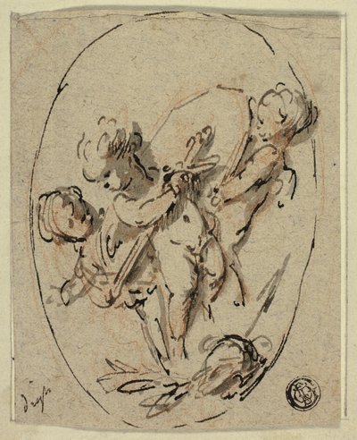 Putti avec bouclier et épée - Jacob de Wit