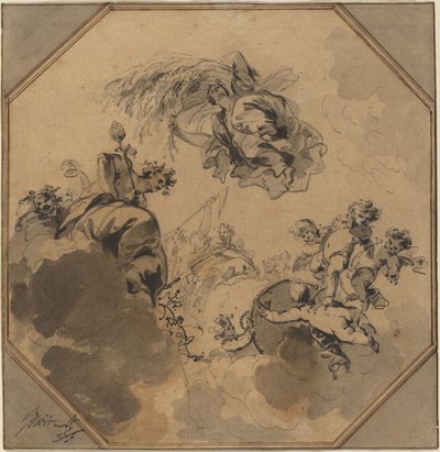 Étude pour un plafond : Allégorie de la moisson avec Dionysos et Cérès - Jacob de Wit