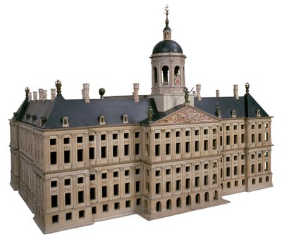 Modération. Image représentant la maquette du nouvel hôtel de ville sur la place du Dam. - Jacob van Campen