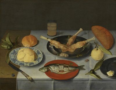 Petit déjeuner avec pain, fromage, poisson et bière, vers 1615 - Jacob van Hulsdonck