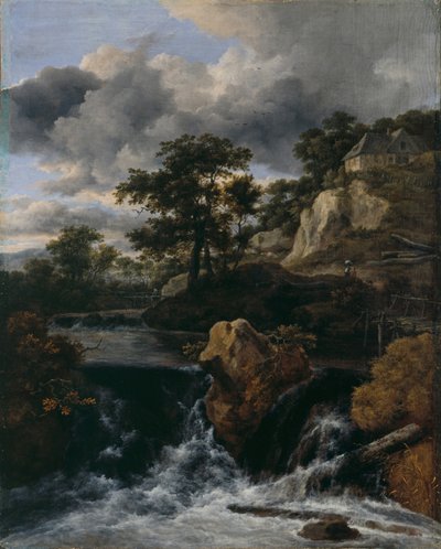 Paysage vallonné avec une cascade - Jacob van Ruisdael