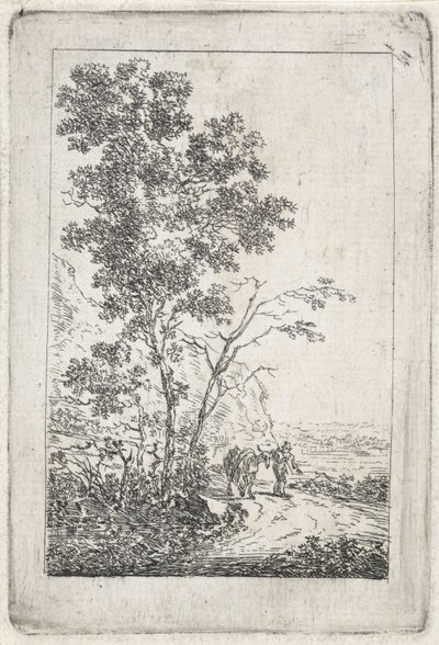Homme avec un âne dans un paysage - Jacob van Strij