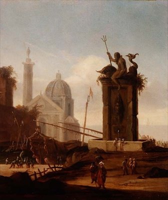 Un caprice italianisant dans un port méditerranéen - Jacob van der Ulft
