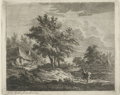 Paysage avec promeneurs près de trois arbres - Jacobus Cornelis Gaal