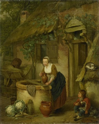 Femme puisant de l