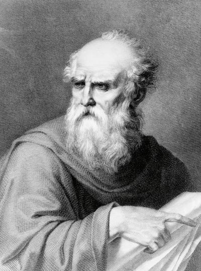 Portrait de Marcus Vitruvius Pollio dit Vitruve, architecte et écrivain romain, gravure de Jacopo Bernardi d