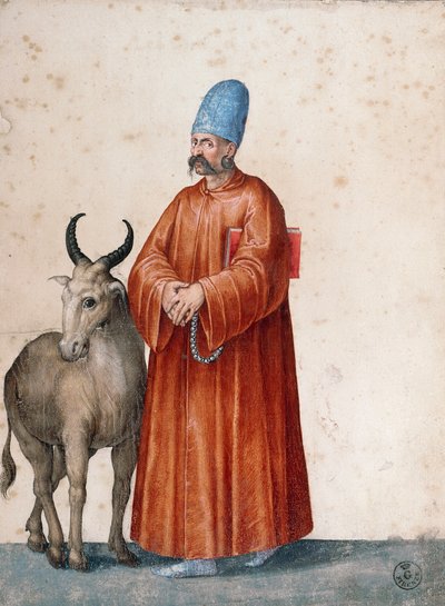 Homme turc avec chèvre, dessin de Jacopo Ligozzi (1547-1627) - Jacopo Ligozzi