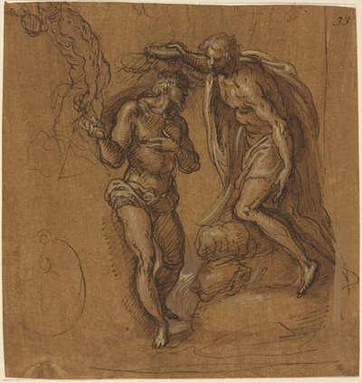 Esquisse pour un baptême du Christ - Jacopo Palma il Giovane