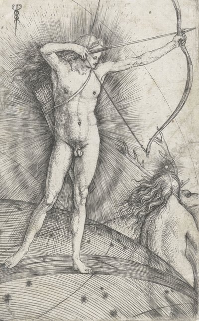 Apollon avec arc et flèche sur le globe céleste et Diane avec un cerf, 1503-5 - Jacopo de Barbari