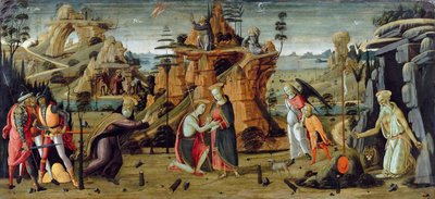 Paysage avec scènes bibliques et légendes des saints - Jacopo del Sellaio