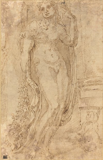 Figure allégorique avec un chat et un cochon - Jacopo di Giovanni
