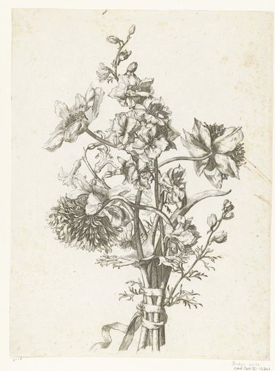 Bouquet avec des anémones, une jacinthe et des delphiniums - Jacques Bailly (I)