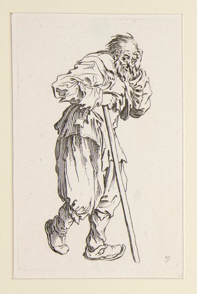 Mendiant appuyé sur un bâton, des Mendiants (Le gueux appuyé sur un bâton) - Jacques Callot