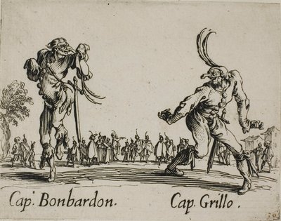 Capitaine Bonbardon - Capitaine Grillo, planche 13 des Balli di Sfessania - Jacques Callot