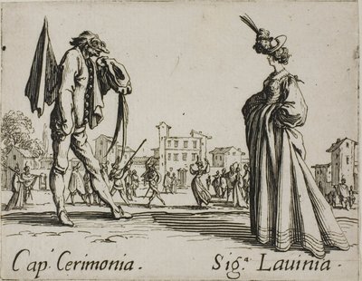 Cérémonie du capitaine - Lady Lavinia, planche 3 des Balli di Sfessania - Jacques Callot
