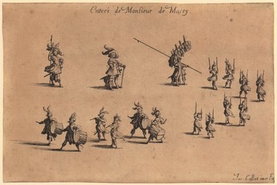 Gentilhomme en manteau bordé de fourrure, les mains jointes derrière le dos, planche 7 de la série « La Noblesse » - Jacques Callot