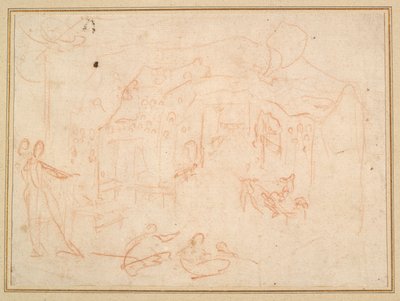 Études de figures (recto) ; Décor de scène (verso) - Jacques Callot