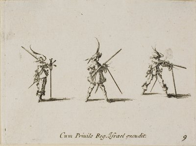 Tir au mousquet, planche neuf de Les exercices militaires - Jacques Callot