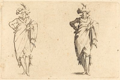 Gentleman vu de face avec la main sur la hanche, vers 1622 - Jacques Callot