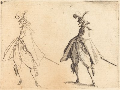 Gentilhomme en grand manteau, vue de face - Jacques Callot
