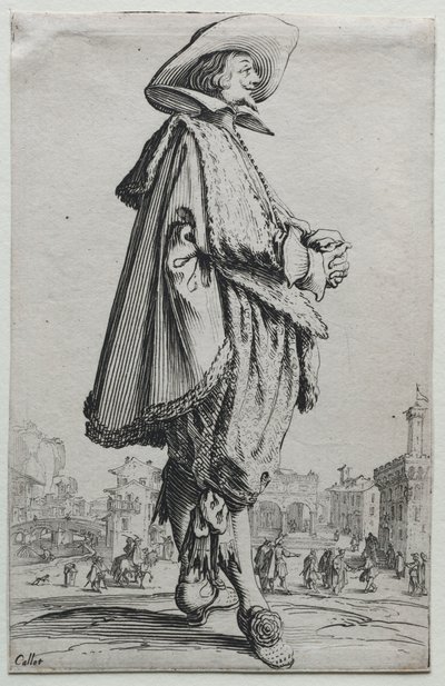 La Noblesse : Gentilhomme debout de profil avec les mains jointes - Jacques Callot