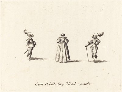 Dame vue de dos, et deux messieurs, probablement 1634 - Jacques Callot