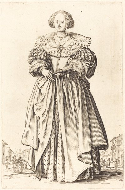 Noble femme avec éventail - Jacques Callot