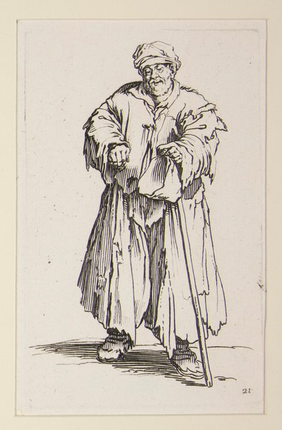 Homme obèse aux yeux baissés, des Mendiants - Jacques Callot