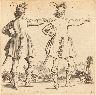 Officier avec des plumes dans le chapeau, vu de dos - Jacques Callot